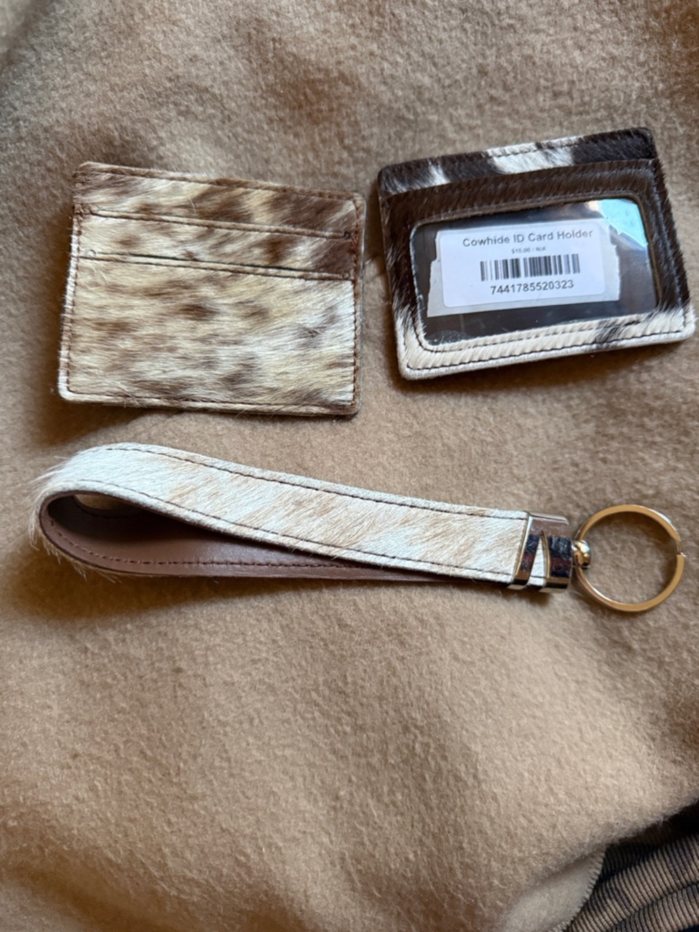 Cowhide Cardholders and Wrist Key Fob Set - Two Tone - Picture 2 of 2